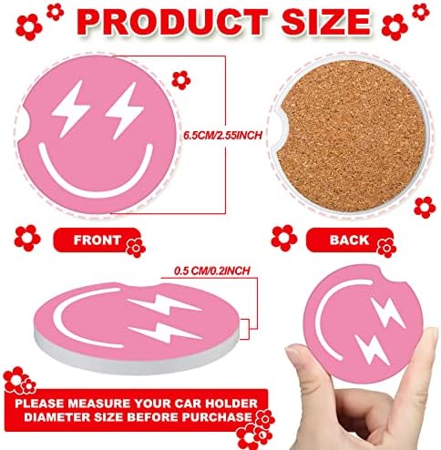 Zubebe 6 Pcs Car Coasters for Women Ceramic, Ceramic and Cork - Image 3