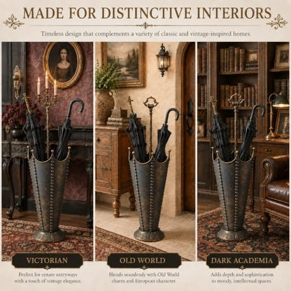 Vintage Umbrella Stand for Entryway, Metal Umbrella Holder - Image 7