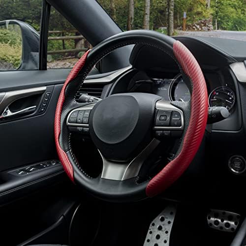 Amiss 2pcs Carbon Fiber Anti-Skid Steering Wheel Cover, Waterproof & Segmented - Image 6