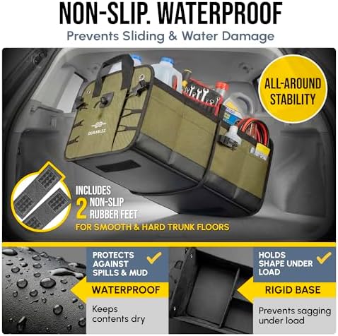 Car Trunk Organizer, Covering Net, Collapsible, Military Green - Image 5