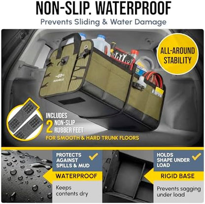 Car Trunk Organizer, Covering Net, Collapsible, Military Green - Image 5