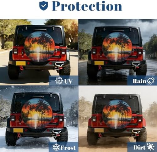 Palm Tree Summer Beach Spare Tire Cover Waterproof Dust-Proof Spare Wheel - Image 7