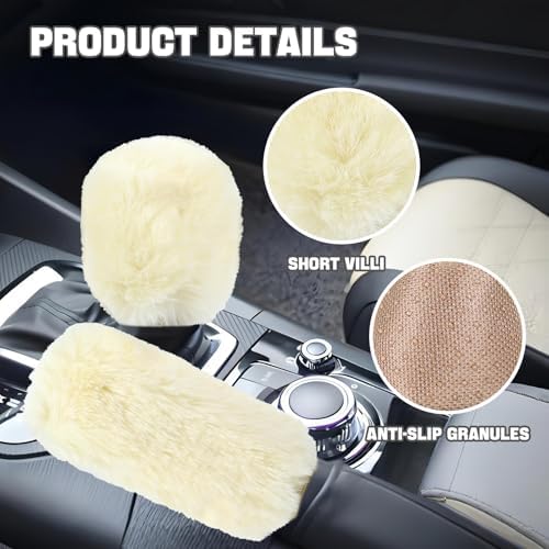Hovom 2PCS Fluffy Car Gear Shift Knob Cover & Handbrake Cover - Image 3