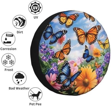 Spare Tire Cover for RV Camper, Butterfly Flower Tire Cover Protectors - Image 5