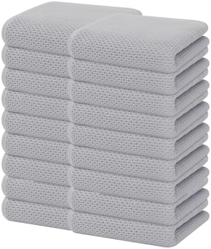 Homaxy 100% Cotton Waffle Weave Kitchen Dish Towels 18-Pack, Light Gray by Homaxy