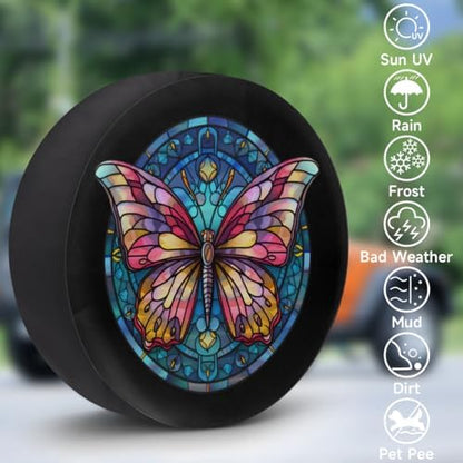 Spare Tire Cover for RV Trailer, Butterfly Black Tire Covers Universal Fit for - Image 3
