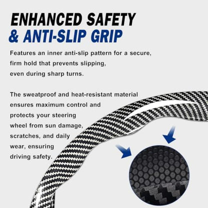 3pcs Universal Carbon Fiber Steering Wheel Cover, Anti-Slip & Segmented Design - Image 5