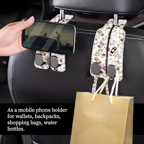 Car Seat Headrest Hook, Universal Leather Cute Hanger Holder Hook, Storage - Image 2