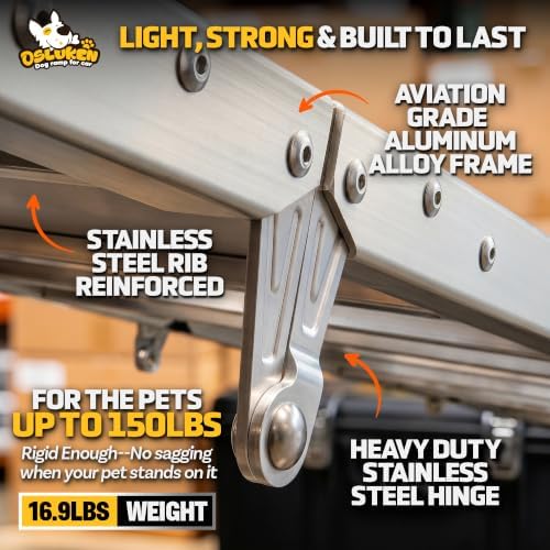 71" Aluminum Alloy Dog Ramp for Car SUV Truck Side Door, Outdoor Foldable Pet - Image 3
