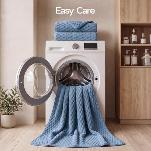 REDKISS Blue Microfiber Bath Towels Large, 30“x60” Super Absorbent Towels - Image 7