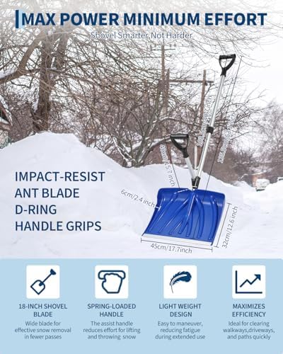 Snow Shovel, 18-Inch Aluminum Blade - Image 2