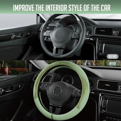 PIC AUTO Steering Wheel Cover, Universal Fit 14.5"–15.5", Soft PU Grain Leather - Image 6