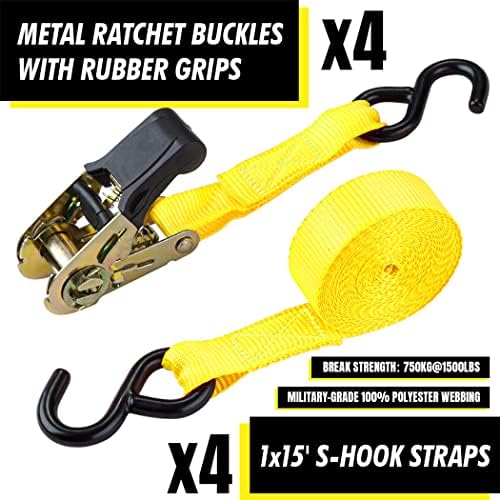 CARTMAN Ratchet Tie Down Straps, 1 in x 15 ft, 1500 lb - Image 2