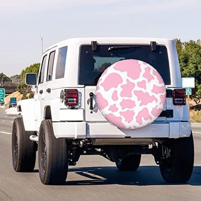 Pink Cow Print Spare Tire Cover Dust-Proof Wheel Tire Cover Fit Trailer - Image 3