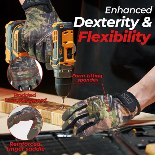 HANDLANDY Work Gloves for Men & Women, Utility Mechanic Working Gloves Touch - Image 3