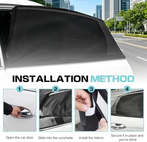 2Pcs Car Window Shades for Baby, Stretchy Breathable Car Sun Shades, Rear Side - Image 7