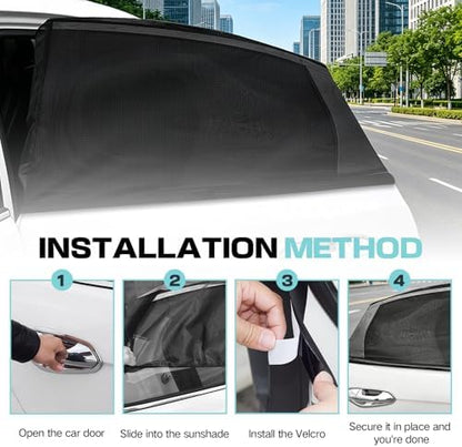 2Pcs Car Window Shades for Baby, Stretchy Breathable Car Sun Shades, Rear Side - Image 7