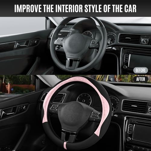 PIC AUTO Steering Wheel Cover, Universal Fit 14.5"–15.5", Soft PU Grain Leather - Image 6