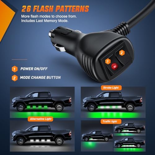 Nilight 2PCS 70 Inch Running Board LED Lights Strip Green White - Image 2