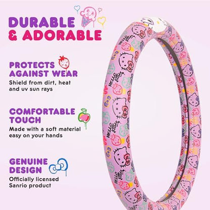 Sanrio Hello Kitty Lavender Doodle Car Steering Wheel Cover, Universal Fit Cute - Image 3