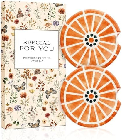 Swooflia 2 Pack Absorbent Ceramic Car Coasters by Swooflia