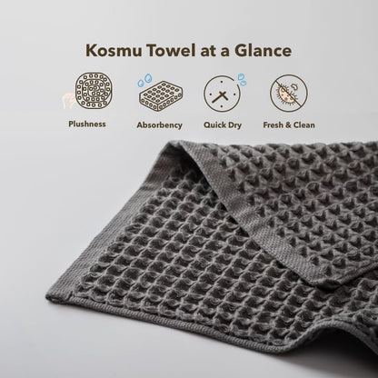 Luxury Organic Japanese Cotton Waffle Bath Towel | Thick, Quick Dry Bathroom - Image 4