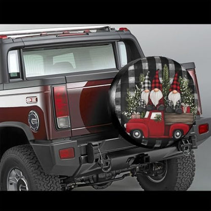 Red Truck with Christmas Gnomes Spare Tire Cover Universal - Image 4
