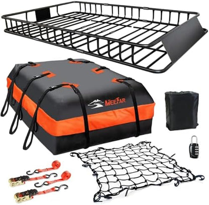 Roof Rack Rooftop Cargo Carrier Basket 65"*39"*6"+Waterproof Bag 20 Cu.Ft. by MeeFar