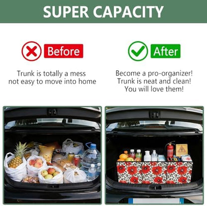ALAZA Red Poppy Leopard Cheetah Car Trunk Organizer and Storage - Image 4