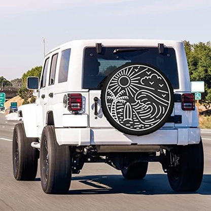 Great Wave and Surfboard Spare Tire Cover Dust-Proof Wheel Tire Cover Fit - Image 3