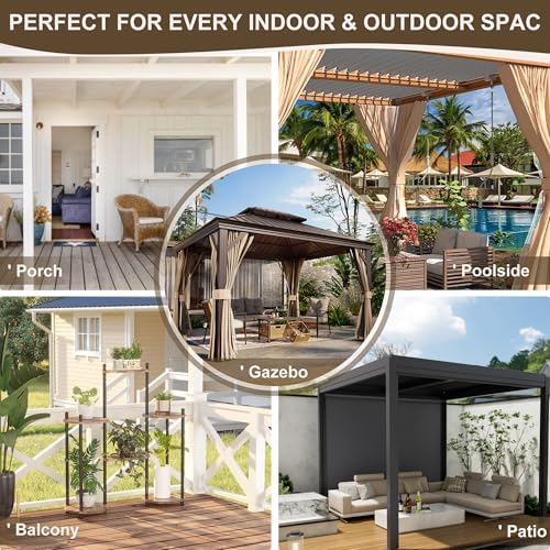 Outdoor Curtains for Patio Waterproof Rod Pocket 6 Pcs 54x84 Inch White - Image 7