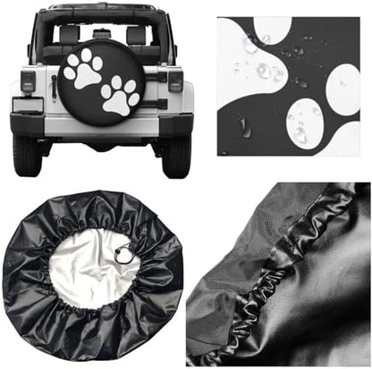 Two Paws Print Dog Pet Foot Mark Spare Tire Cover Universal Waterproof Tire - Image 5