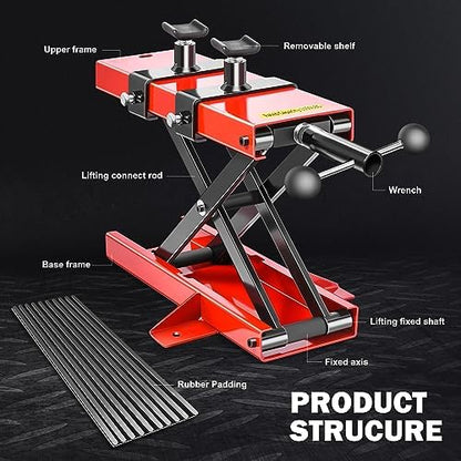 DNA Motoring Steel Motorcycle ATV Scissor Lift Jack Hoist Stand - Image 2