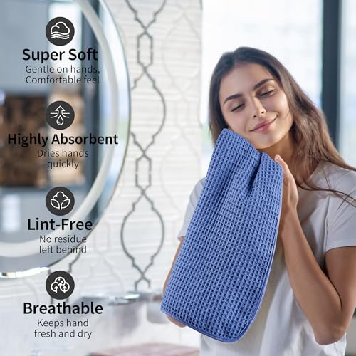 Microfiber Waffle Hand Towels, 2 Pieces, Fast Drying, Lint Free 430 GSM - Image 4