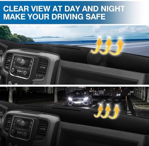 KUST Black Dash Cover for 2009-2018 Dodge Ram 1500 2500 3500 Non-Slip Dashboard - Image 6