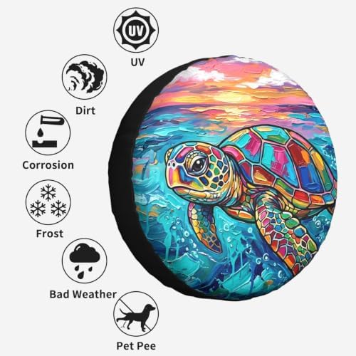 Colorful Sea Turtle Spare Tire Cover 14 Inch - Image 6
