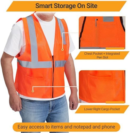 AYKRM 2 Pocket Mesh High Visibility Reflective Safety Vest - Image 4