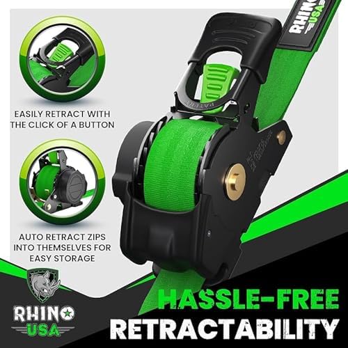 Rhino USA Retractable Ratchet Straps - 1in x 10ft - Image 3