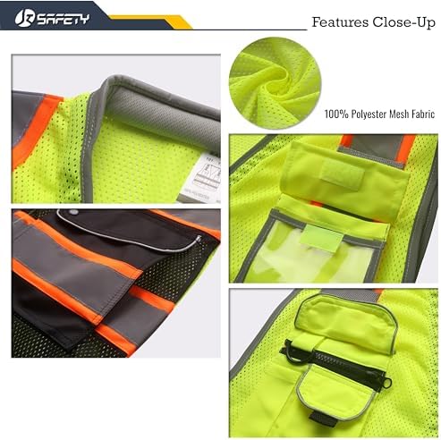 JKSafety Hi Vis Safety Vest for Men Women Cushioned Collar JK101 YBlack 2XL - Image 2
