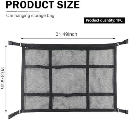 Upgrade Car Ceiling Cargo Net Pocket, 31.5" x 20.87" Strong Load Car Roof - Image 2