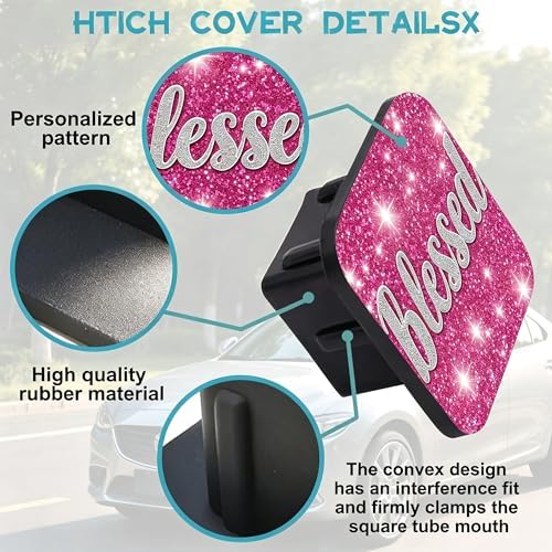 Hitch Cover Fits for 2 Inch Hitch Pink Blessed Trailer Hitch Cover Tube Plug - Image 3