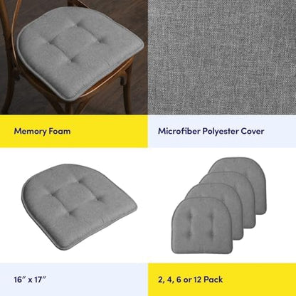 Sweet Home Collection Chair Cushion Memory Foam Pads Tufted Slip Non Skid - Image 6