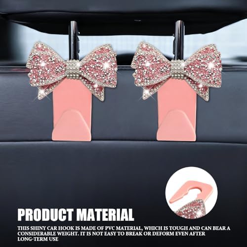 2PCS Car Seat Headrest Hooks, Car Bag Hooks, Cute Bow Knot Vehicle Seatback - Image 5