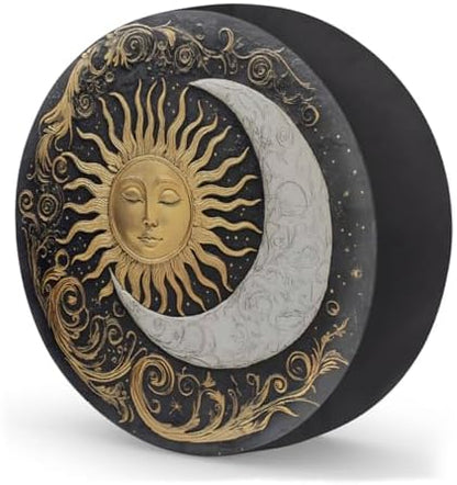 Spare Tire Cover for RV Trailer, Boho Sun Moon Waterproof Sun Leather Wheel - Image 2