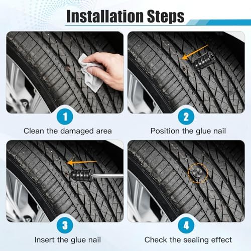 90 PCS Tire Repair Kit, 3 Sizes Tire Repair Screws Rubber Nails - Image 6