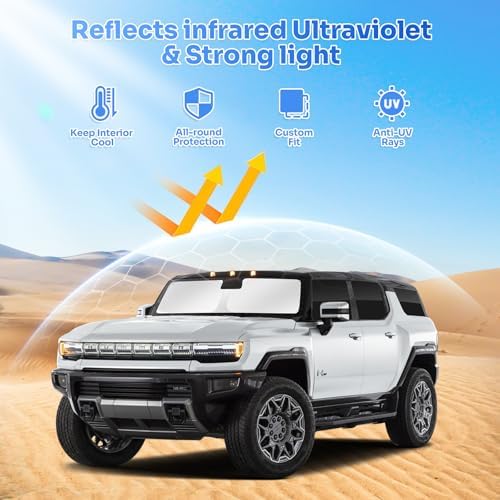 Canvcle Window Shades for 2022-2026 GMC Hummer EV Pickup Accessories Windshield - Image 2