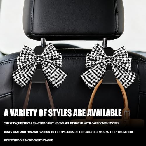 2PCS Car Seat Headrest Hooks, Car Bag Hooks, Cute Bow Knot Vehicle Seatback - Image 6