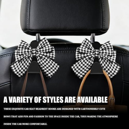 2PCS Car Seat Headrest Hooks, Car Bag Hooks, Cute Bow Knot Vehicle Seatback - Image 6