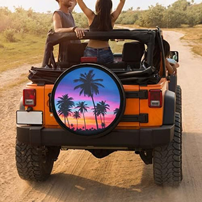 Palm Trees Multicolor Sunset Spare Tire Cover Dust-Proof Wheel Tire Cover Fit - Image 4