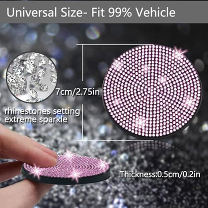NBTEPEM 2pcs Bling Car Cup Holder Coaster, 2.75 inch Anti-Slip Shockproof - Image 2